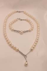 Gümüş Gerçek İnci Kolye Bileklik Küpe Set Classic Serisi 701