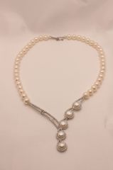 Gümüş Gerçek İnci Kolye Bileklik Set Classic Serisi 5015