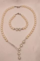 Gümüş Gerçek İnci Kolye Bileklik Set Classic Serisi 5015