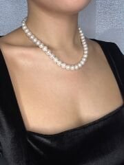 Beyaz Renk Gerçek Inci Kolye Aaa Kalite Classic Serisi 304