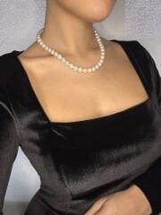 Beyaz Renk Gerçek Inci Kolye Aaa Kalite Classic Serisi 304